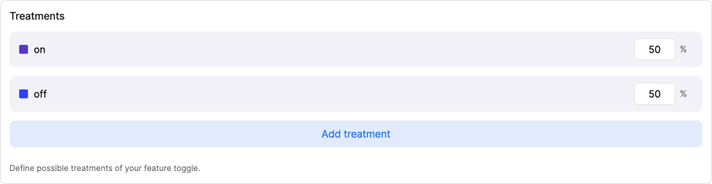 Treatments and feature toggle setup